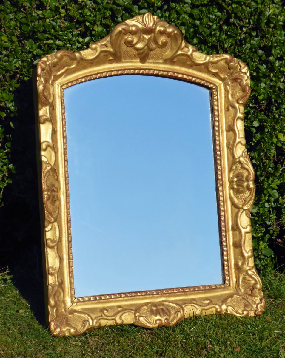 Miroir En Bois & Stuc Doré , Style Régenc E , époque XIXe Siecle , Au Mercure , Dorure d'époque