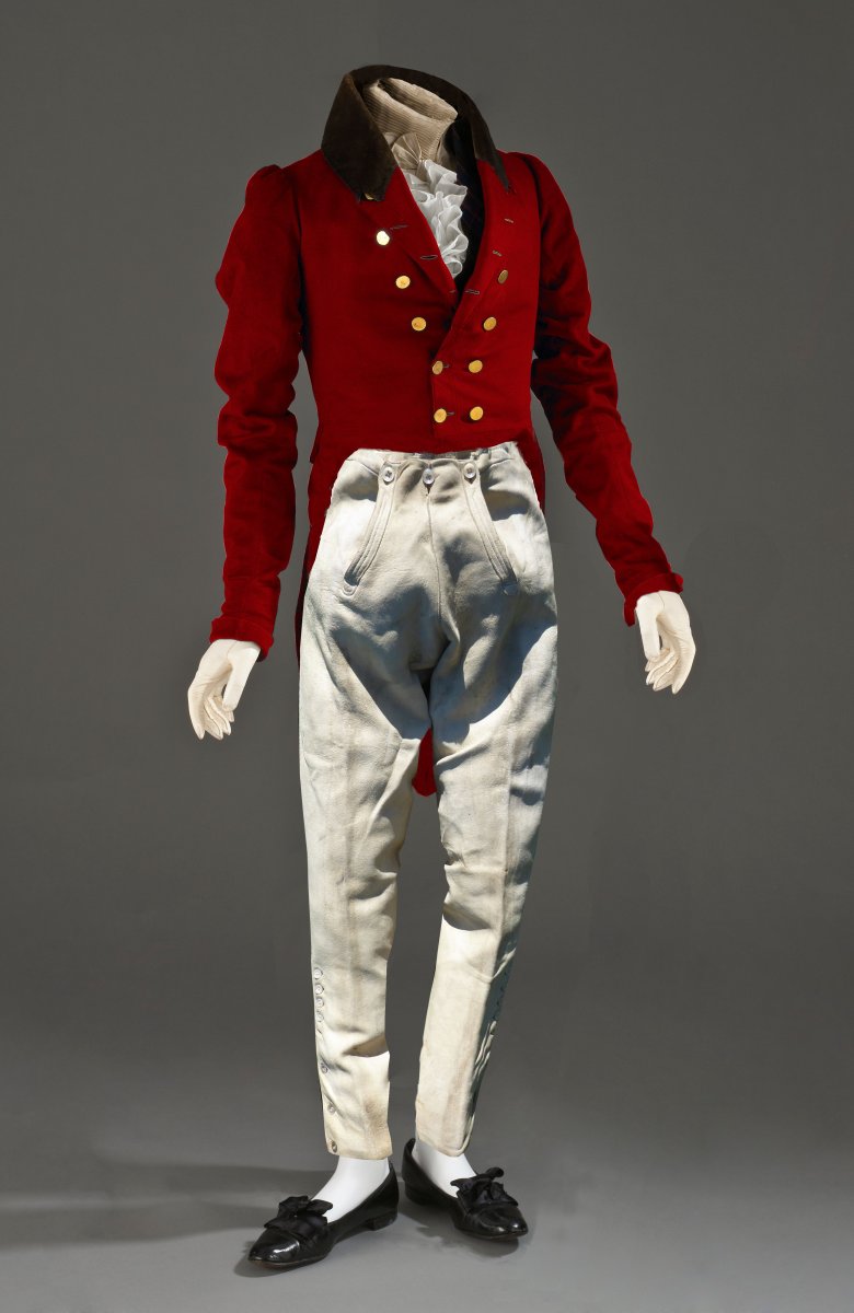 Culotte En Peau Début Du XIXe Siecle , Pantalon Premier Empire Boutonnage à Pont Uniforme Cuir 