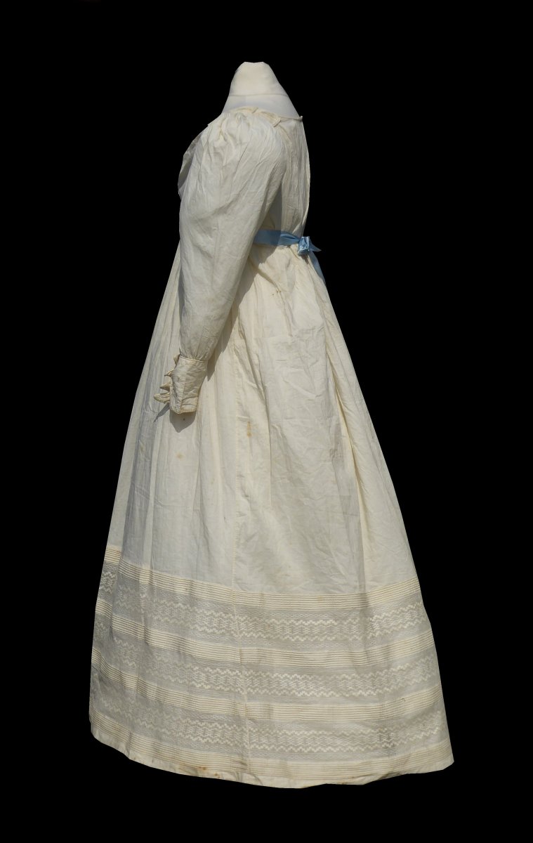 Robe De Jour époque 1825 Charles X Manches Gigot Costume Début XIXe Siecle Taille Haute Empire-photo-3