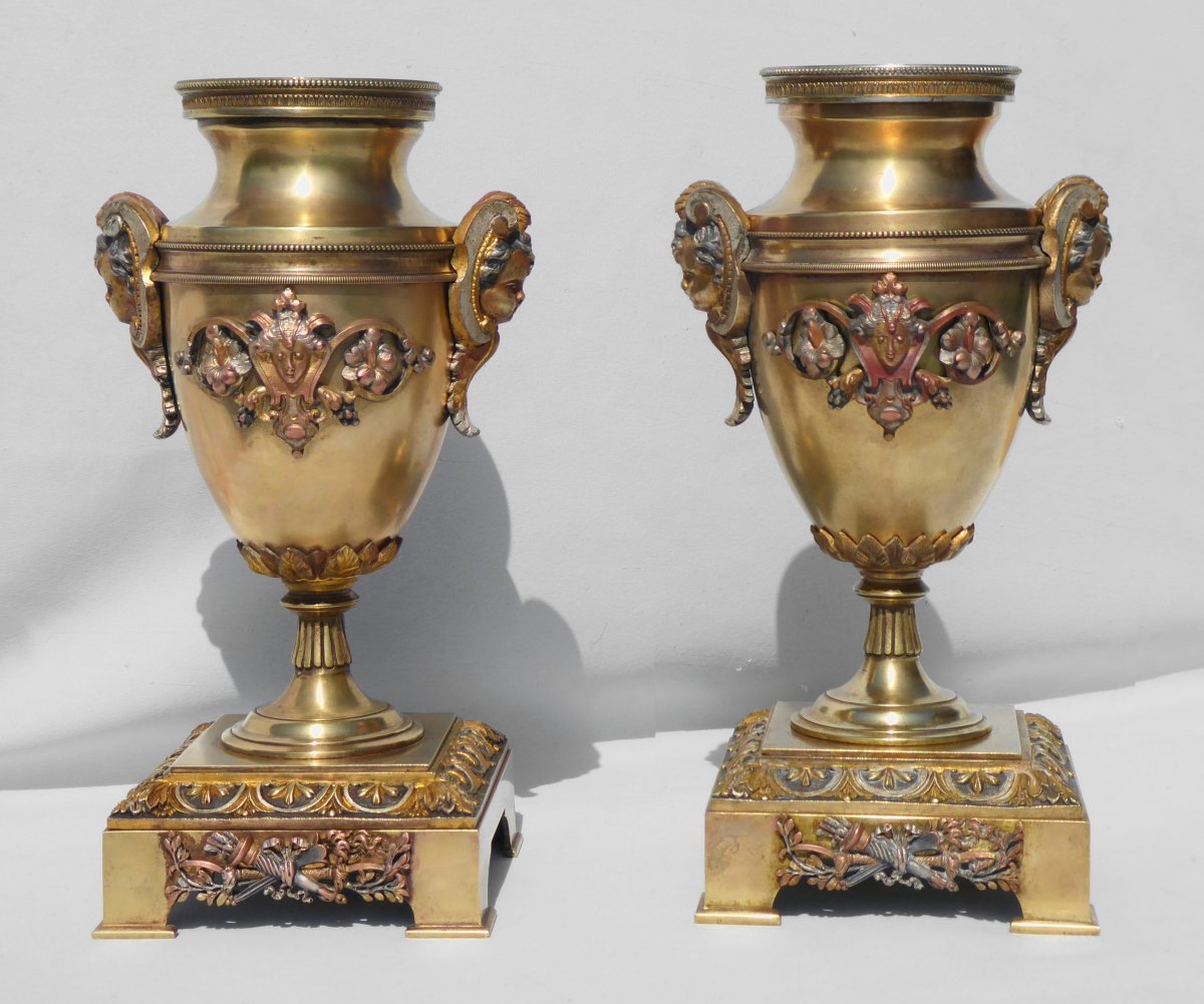 Paire De Cassolettes En Bronze Style Renaissance époque Napoléon III XIXe Cassolette Vases Urne