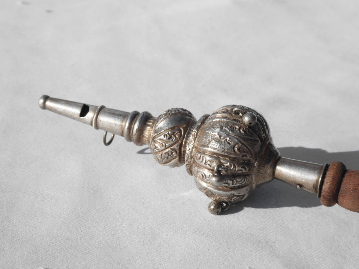 Large Nurse Rattle In Sterling Silver Nineteenth Time Complete Napoleon III Baptism Toy Baby-photo-4