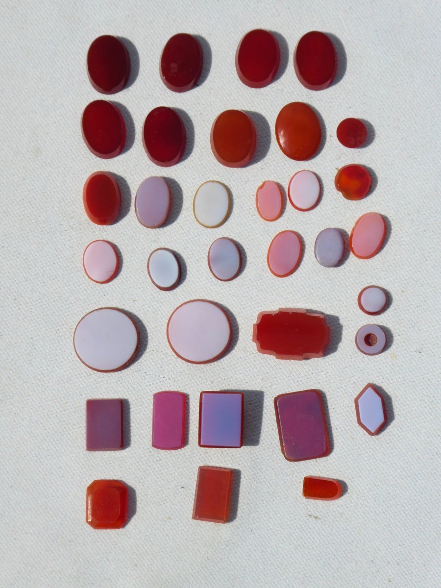 Lot Of Intaglio / Virgin Agate Cameos / Lapis, XIXth Jewels Micro Mosaic Seal Matrix-photo-2