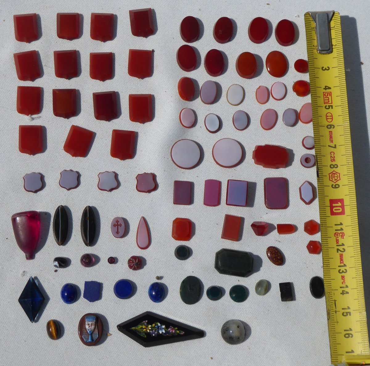 Lot Of Intaglio / Virgin Agate Cameos / Lapis, XIXth Jewels Micro Mosaic Seal Matrix-photo-7