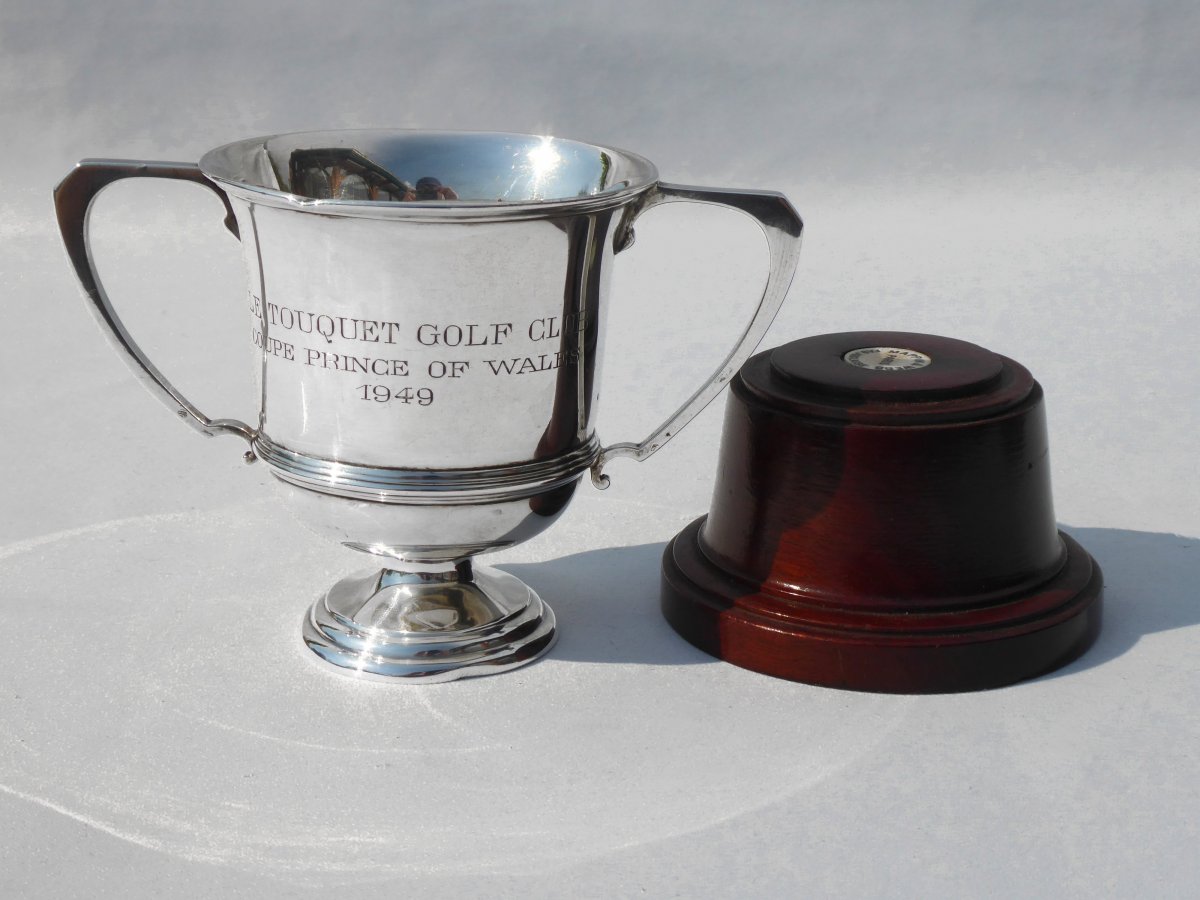Golf Trophy In Sterling Silver, Mappin & Webb, Mahogany Base, Art Deco Trophee Sport Cup-photo-4