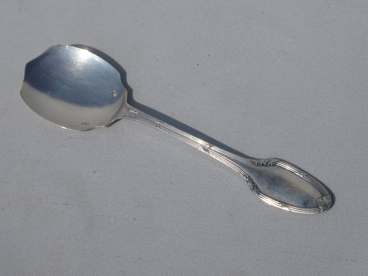 Ice Service In Sterling Silver & Box, Louis XVI Model, Shovel And Spoons Nineteenth Spoon-photo-1