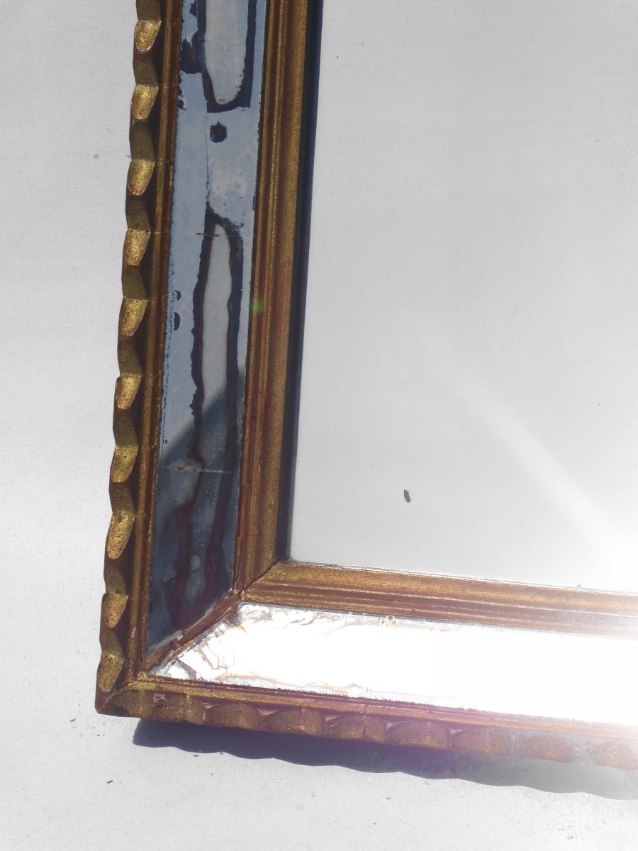 Miroir d'Entre Deux En Pareclose , Style Régence , 1930 , Bois Doré , Parclose , Fronton -photo-2