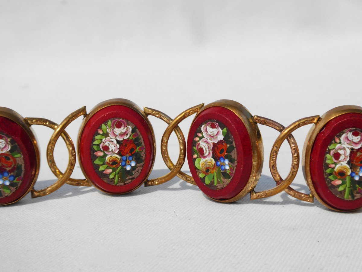 Napoleon III Period Bracelet Micromosaic Souvenir Of The Grand Tour Jewel Micro Mosaic Nineteenth-photo-2