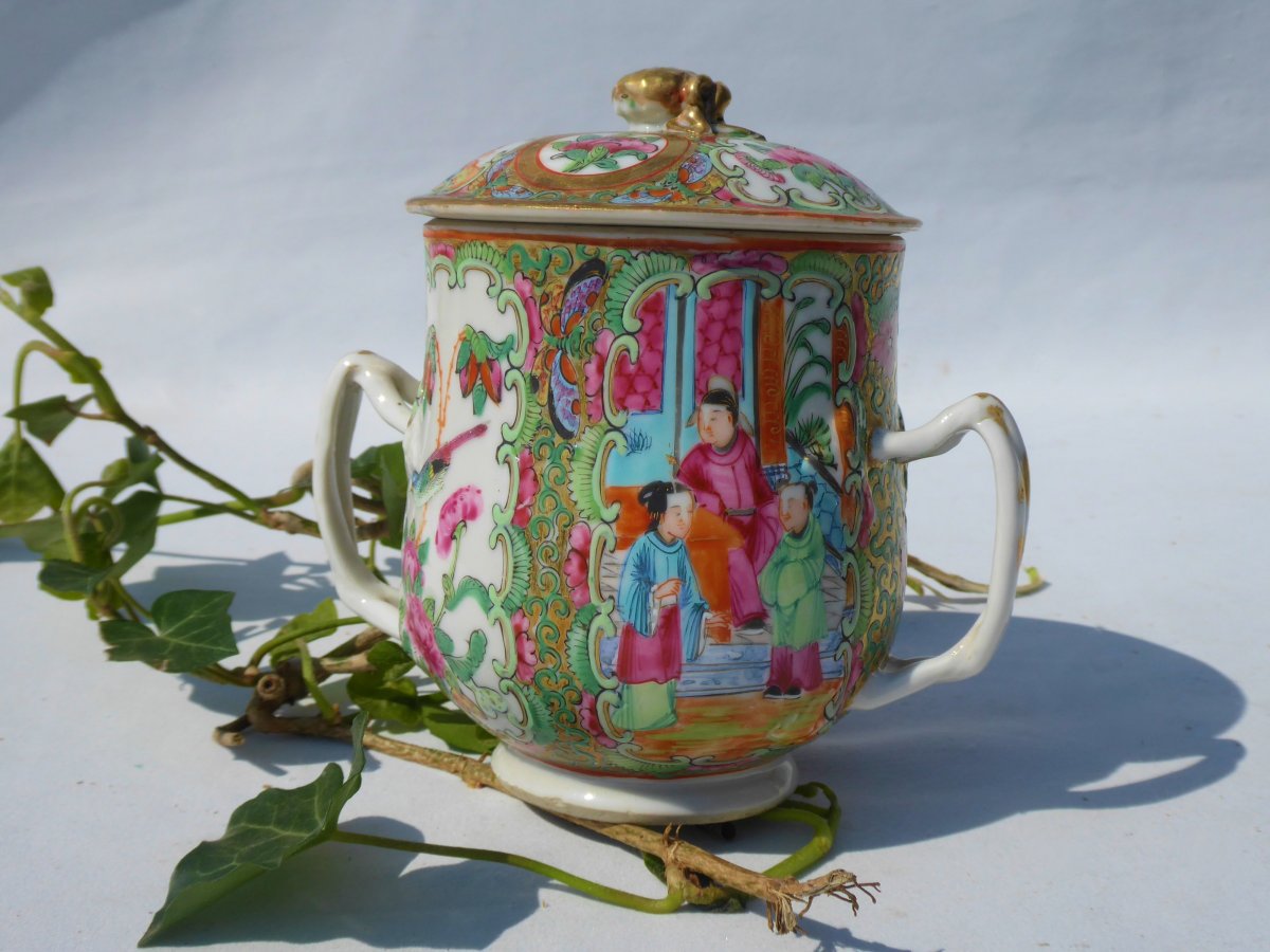 Covered Cup With Handles In Canton Porcelain Nineteenth, China, Sugar Bowl-photo-2