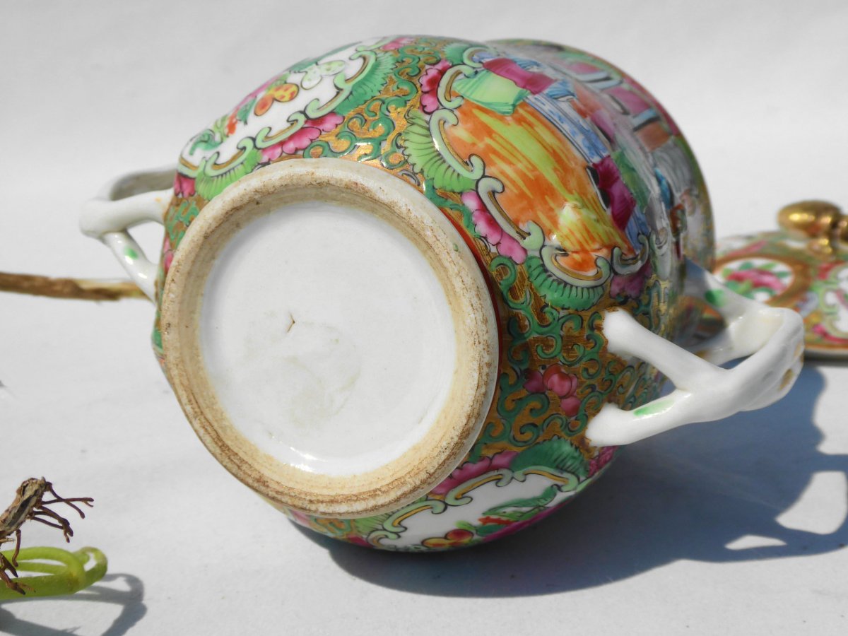 Covered Cup With Handles In Canton Porcelain Nineteenth, China, Sugar Bowl-photo-6