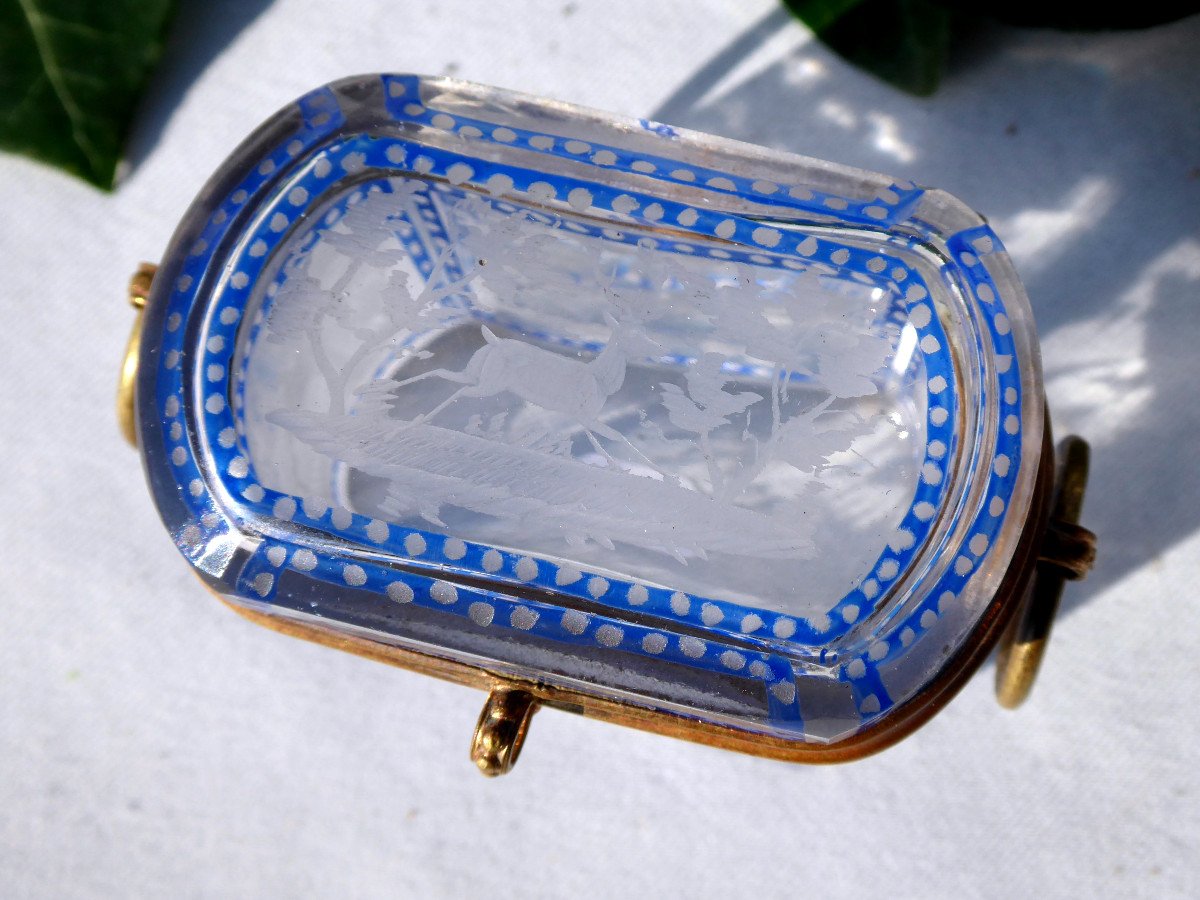 Antique Box Crystal Napoleon III 1860 Hunting Victorian Style Baccarat-photo-1