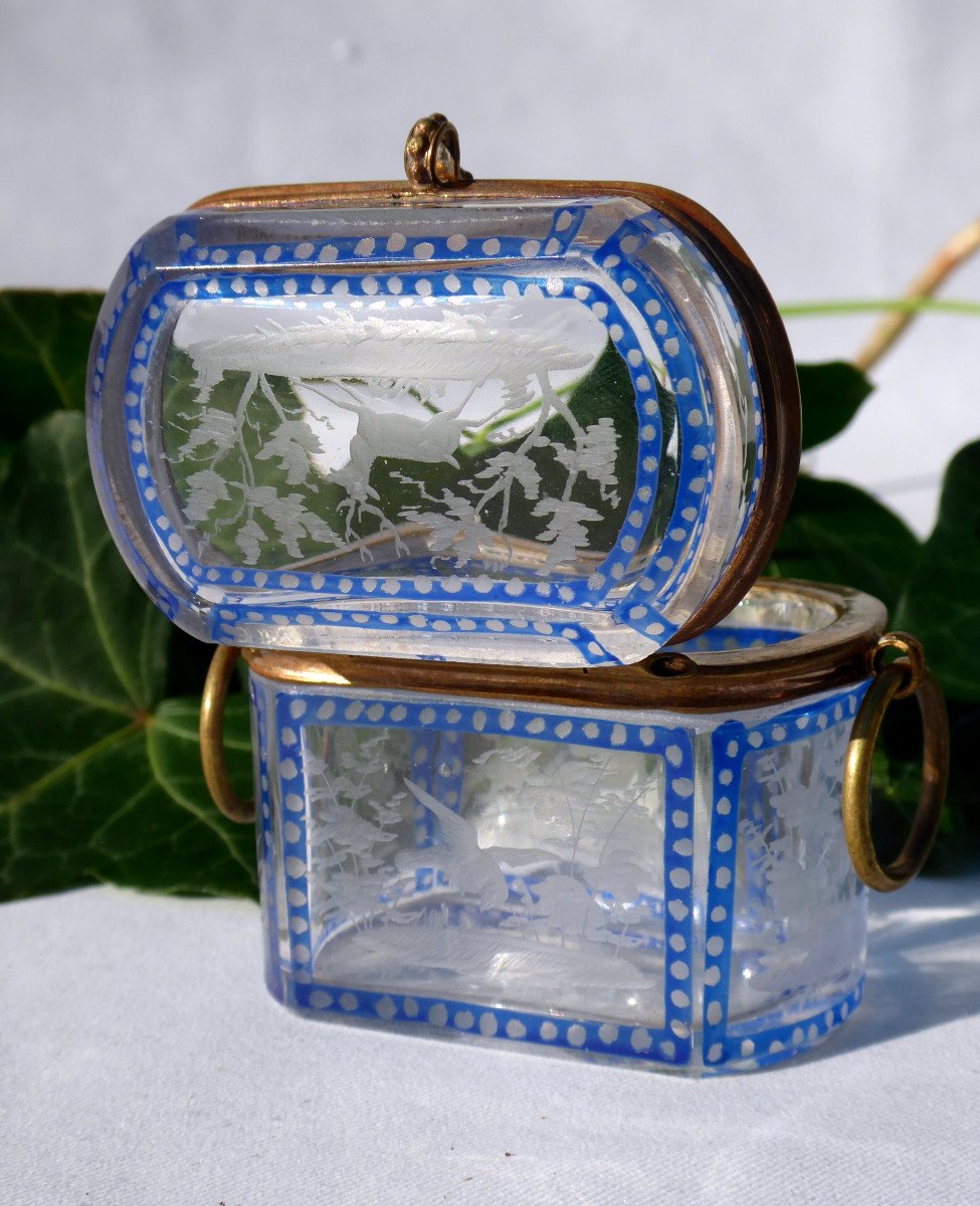 Antique Box Crystal Napoleon III 1860 Hunting Victorian Style Baccarat-photo-3