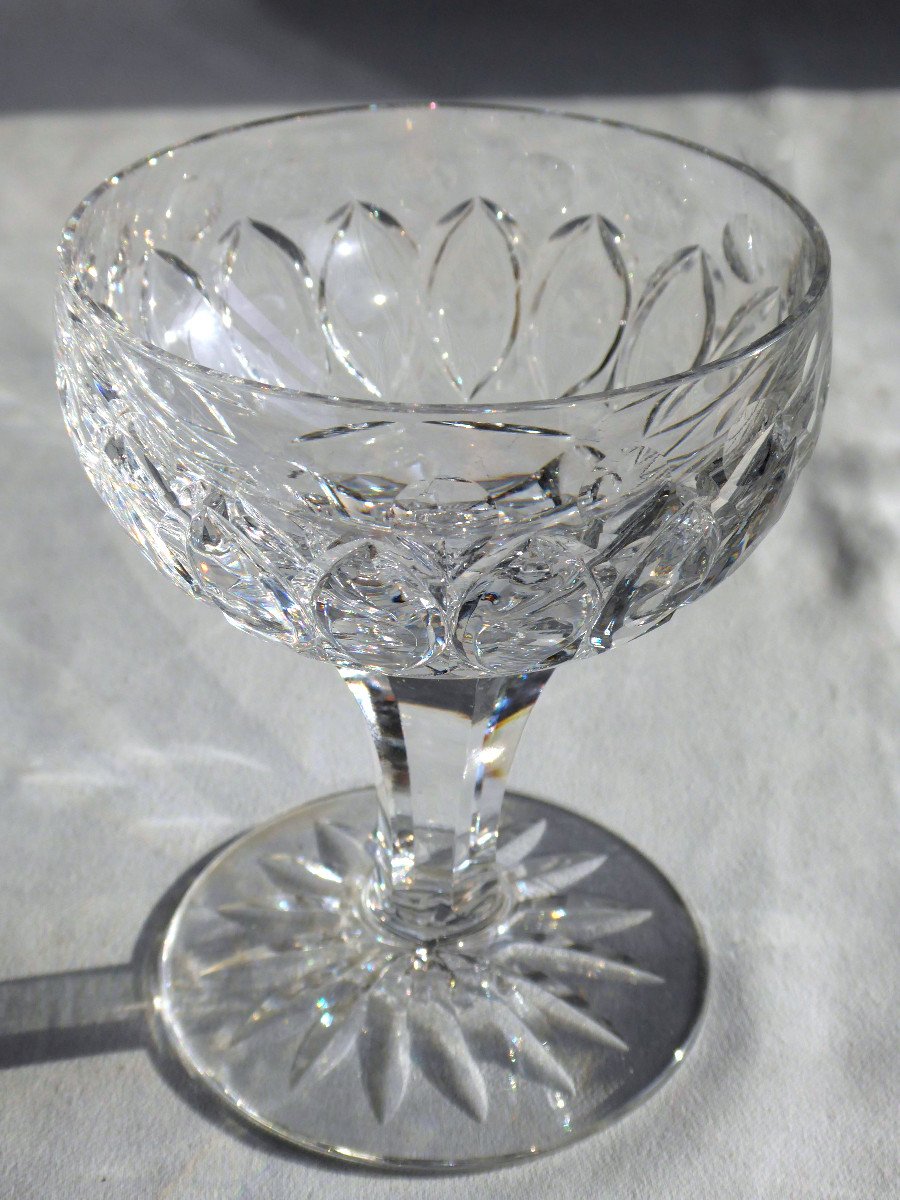 Série De 12 Coupes à Champagne En Cristal De Saint Louis , Coupe / Verre Sur Pied XIXe-photo-3