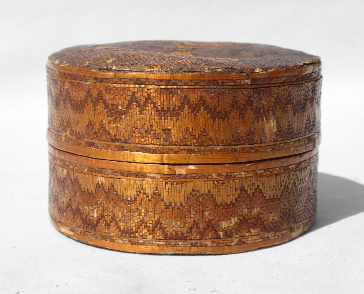 Large Straw & Horsehair Marquetry Box Eighteenth Century, 1700's Louis XV Perfume Powder-photo-2