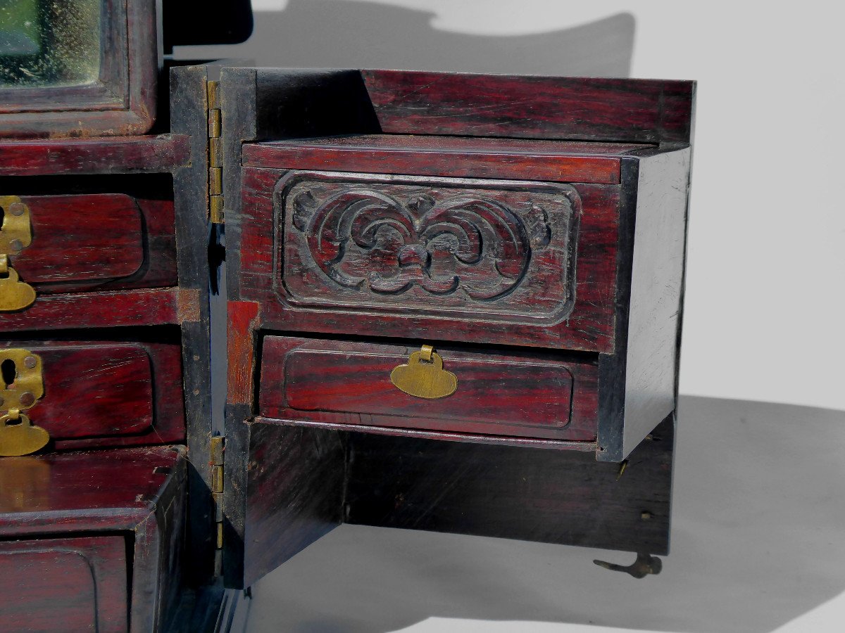 19th Century Chinese Travel / Toilet Box, Dressing Table, Meiji Era China, Vanity Trunk-photo-4