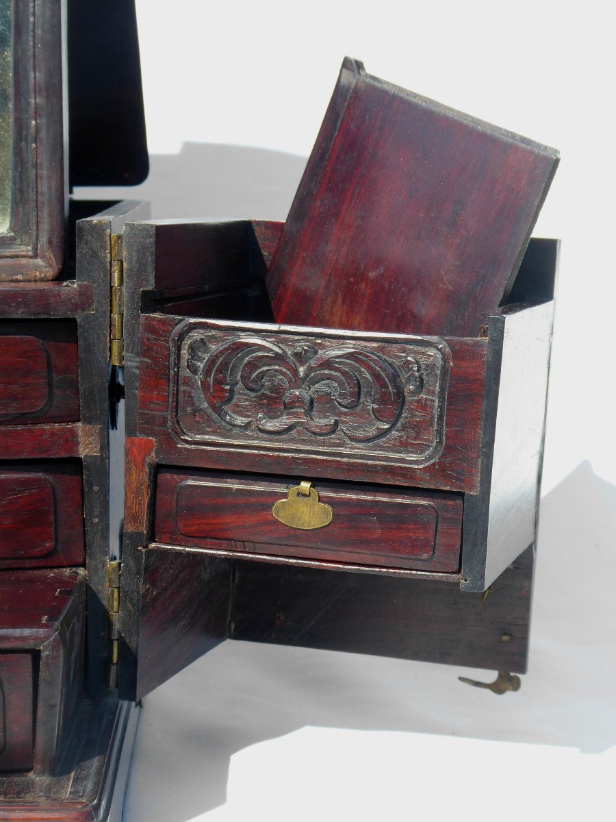 19th Century Chinese Travel / Toilet Box, Dressing Table, Meiji Era China, Vanity Trunk-photo-5