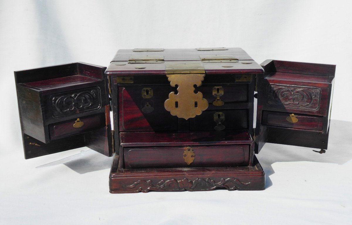 19th Century Chinese Travel / Toilet Box, Dressing Table, Meiji Era China, Vanity Trunk-photo-7