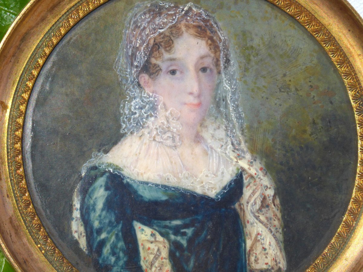 Portrait Miniature Femme Epoque  Premier Empire Letizia Bonaparte Mère Napoléon Ier-photo-2