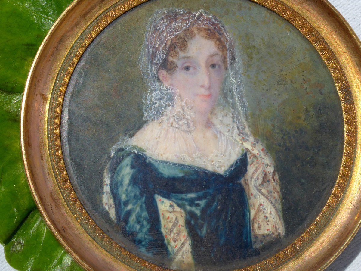 Miniature Portrait  Woman Period First Empire Letizia Bonaparte Mother Napoleon I-photo-3