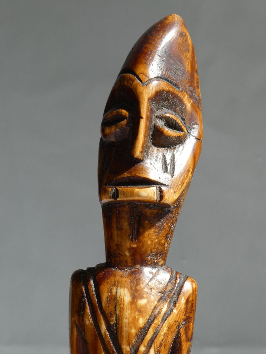 Ancien Fetiche De Fertilité Africain , Ivoire Patiné , Sculpture Art Premier Statuette Sculptée-photo-3