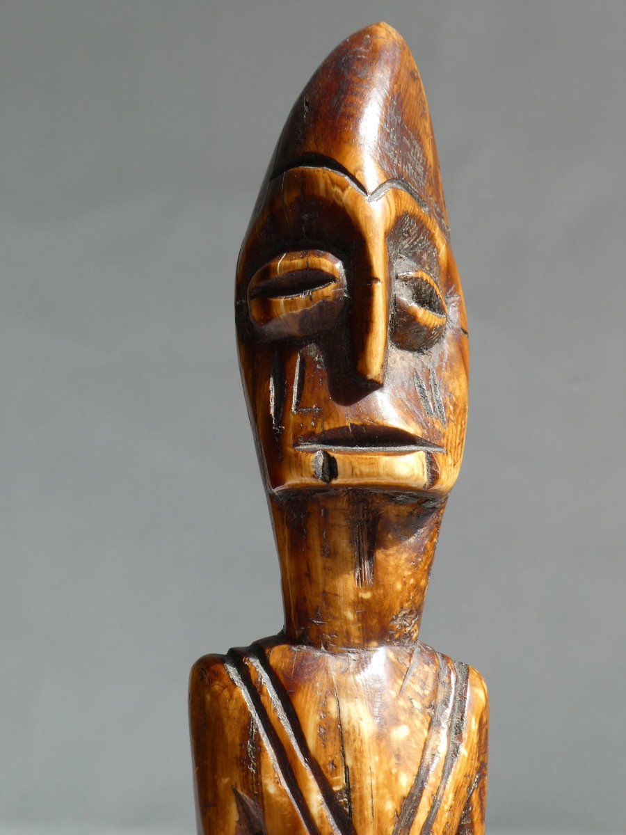 Ancien Fetiche De Fertilité Africain , Ivoire Patiné , Sculpture Art Premier Statuette Sculptée-photo-4