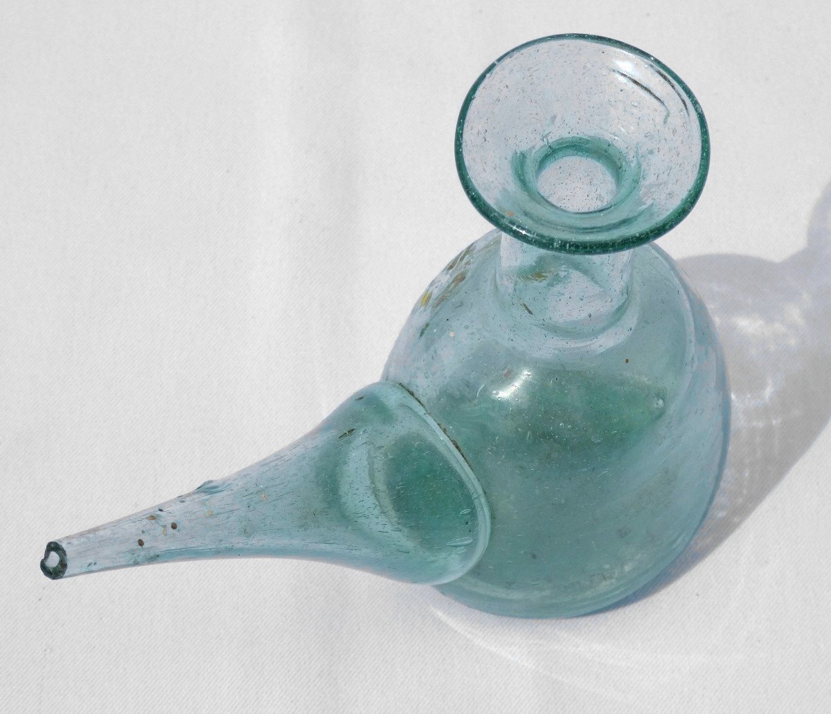 Norman Carafe In Painted Glass Eighteenth Century, Chevrette / Normandy Popular Art Bottle-photo-3