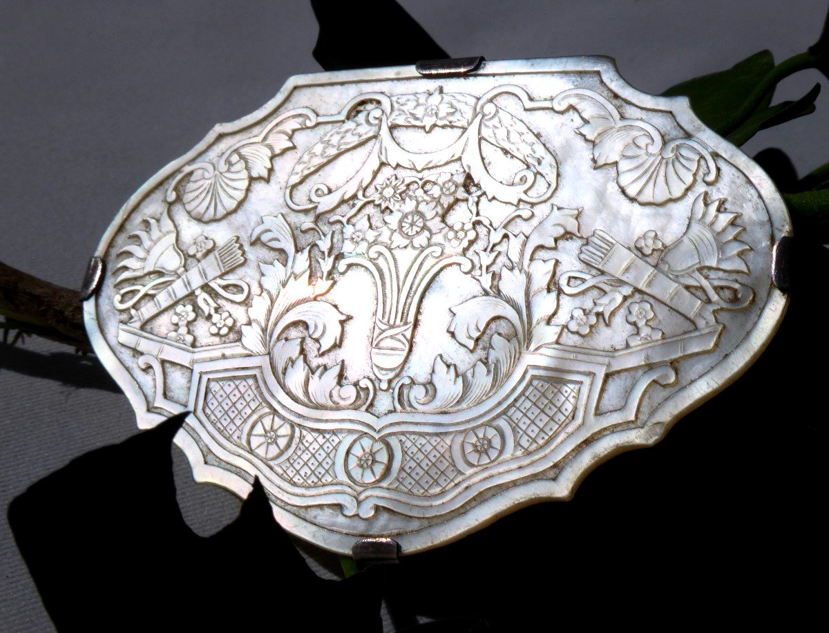 Nineteenth Century Carved Mother Of Pearl Brooch, Louis XVI Style, Napoleon III Jewel