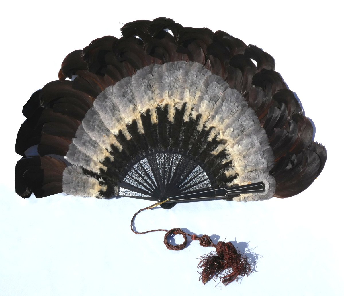 Late 19th Century Ball Fan, Feather Marquetry, 1890 Fashion Vertu Object