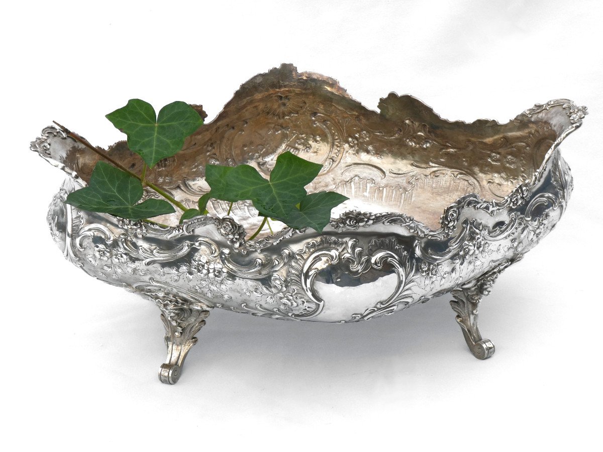 Large Jardiniere In Sterling Silver Epoque Nineteenth Louis XV Style Napoleon III Center Table-photo-2