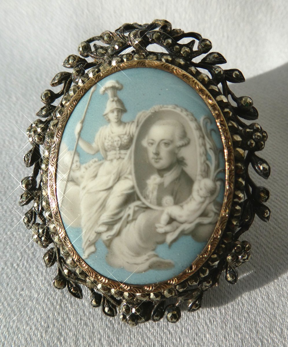 Broche Pendentif époque XVIIIe Portrait De l'Empereur Joseph II Or Argent émail Bijou Miniature-photo-1