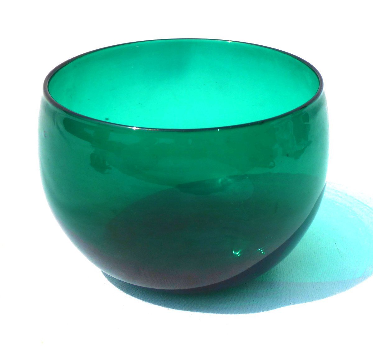 Serie De 5 Bols En Cristal , Coupes à Glace Coloris Bleu Vert 1920 Rince Doigts-photo-3