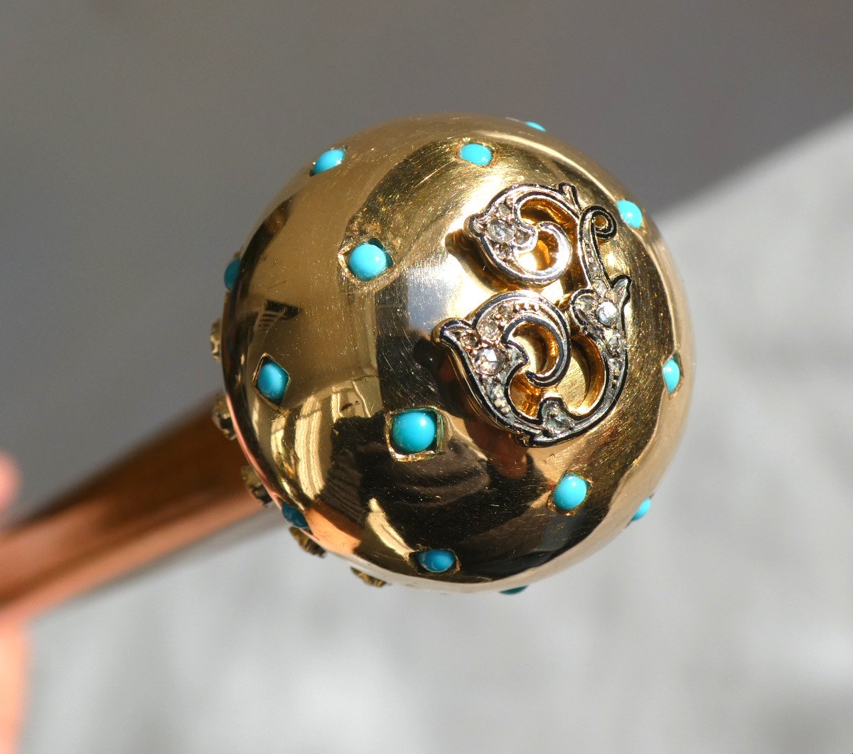 Child's Walking Cane 1830 Gold Pommel, Pearls & Diamonds, 19th Count Crown-photo-7