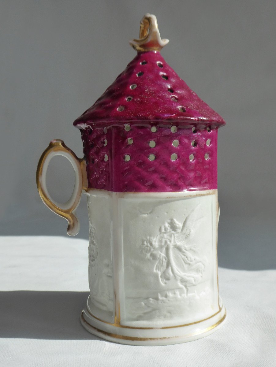 Tealight / Lithophane Napoleon III Period Angel Decor, Porcelain Candlestick Pre Cinema Nineteenth-photo-4