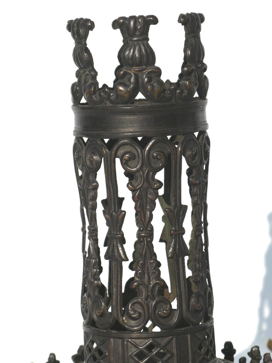 Flacon à Eau De Melisse Bronze Neo Gothique & Cristal De Baccart / Le Creusot XIXe Parfum 1820-photo-4