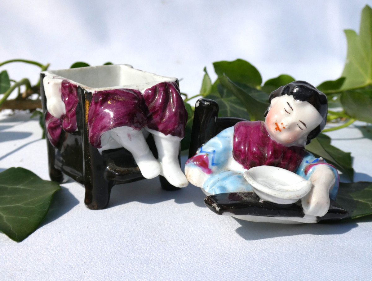 Napoleon III Period Pill Box Case With Milk Teeth, Baby, Nineteenth Baptism Doll-photo-1