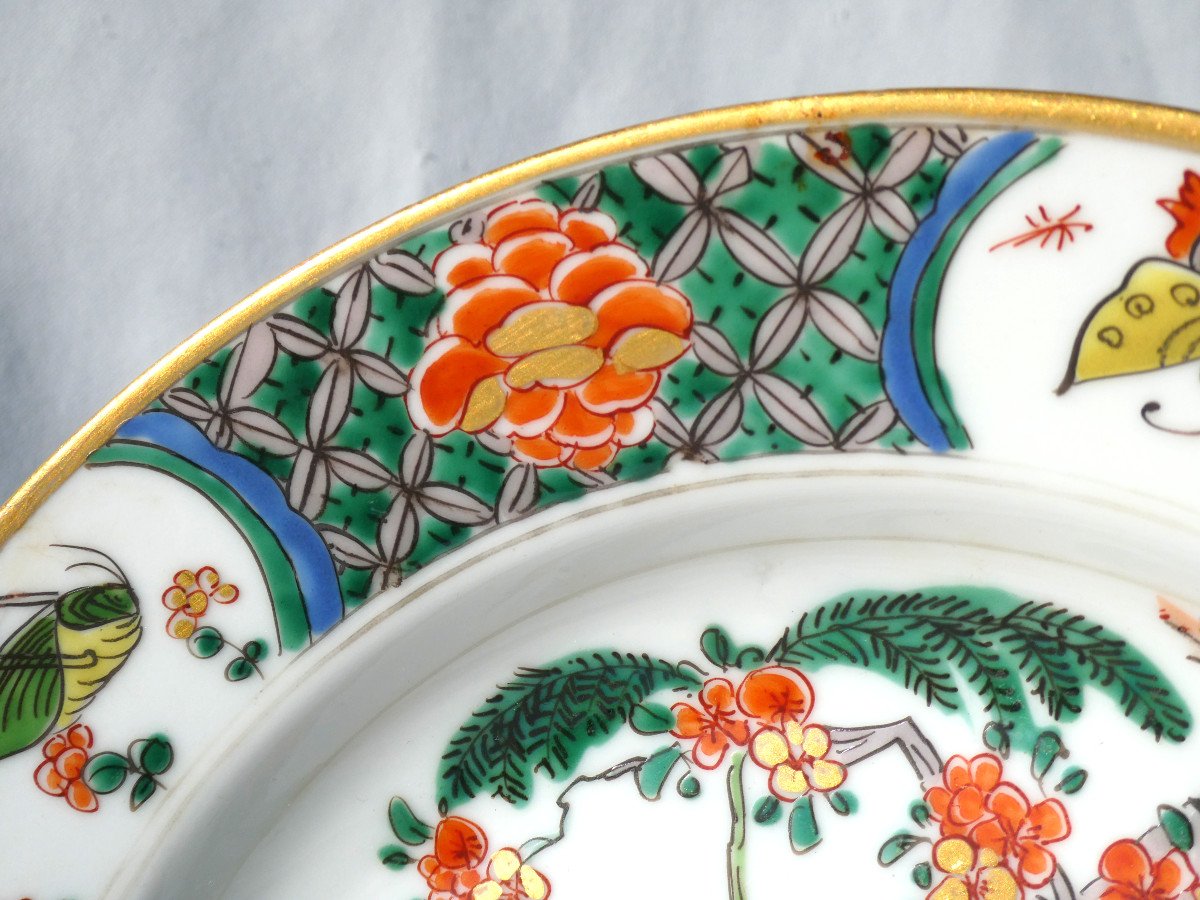 Porcelain Plate Famille Verte Style, China Kangxi Style, Samson Paris Papillon-photo-4