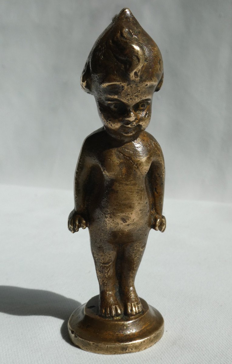 Sceau à Cacheter , Tampon à Cire En Bronze Art Deco Enfant Kewpie Bébé Cupie Doll 1930-photo-2