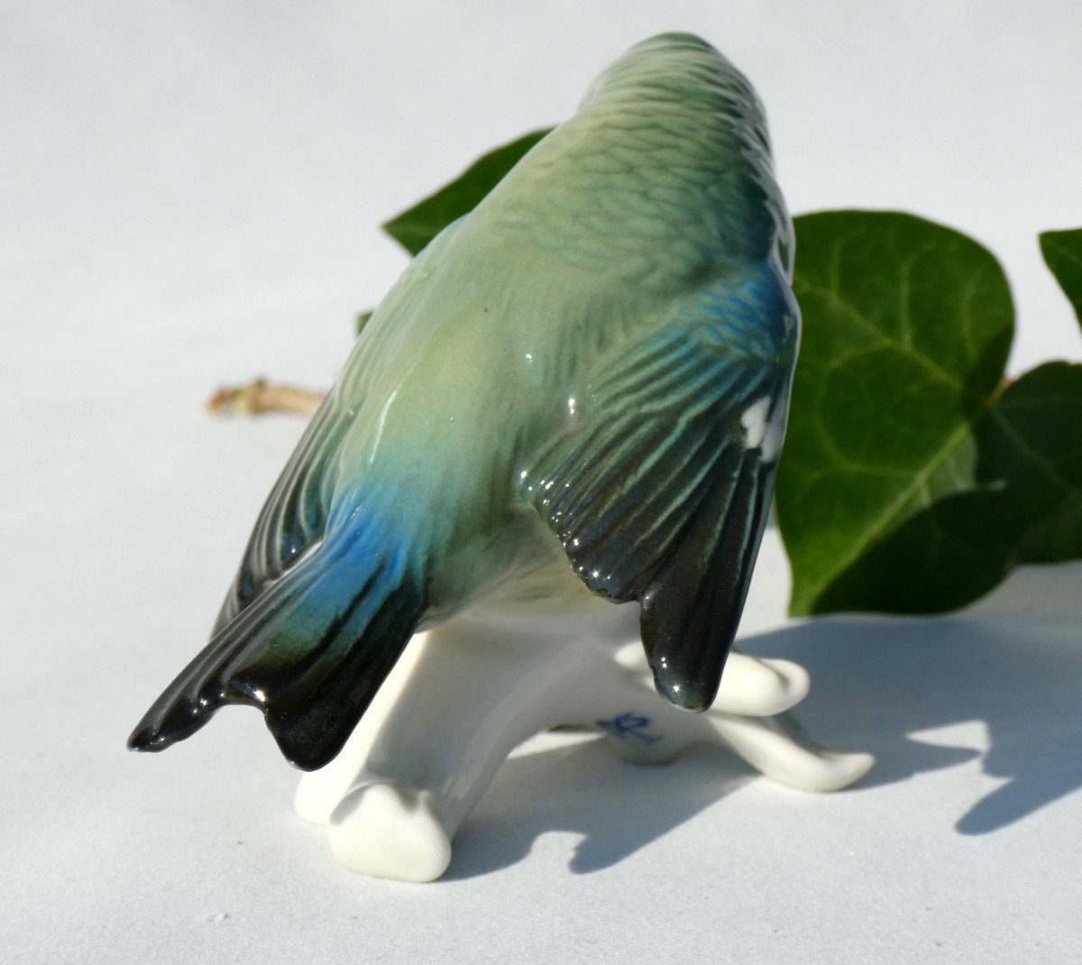 Trendy Bird In German Porcelain Art Deco Karl Ens, Blue Tit 1930 Subject-photo-4