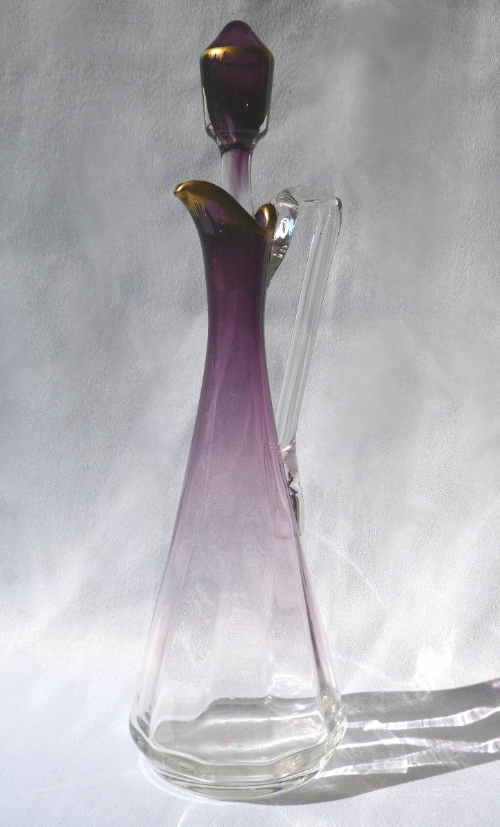 Service Of 12 Amethyst Violet Colored Liquor Glasses, Carafe & Glass, Daum / Legras Nineteenth-photo-1