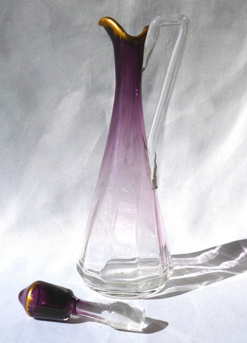 Service Of 12 Amethyst Violet Colored Liquor Glasses, Carafe & Glass, Daum / Legras Nineteenth-photo-3