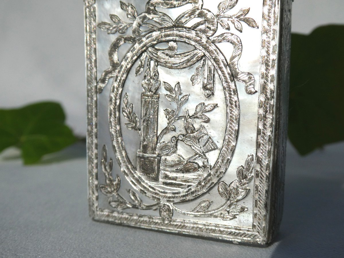 Etui Souvenir D’amitié , Nacre & Argent , Style Louis XVI Epoque XVIIIe Siecle  Carnet De Bal-photo-2