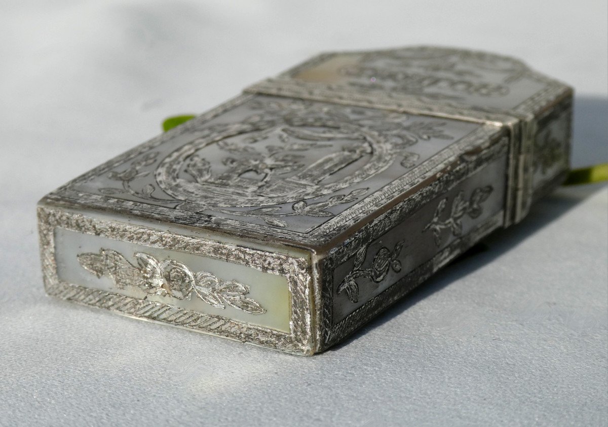 Etui Souvenir D’amitié , Nacre & Argent , Style Louis XVI Epoque XVIIIe Siecle  Carnet De Bal-photo-4