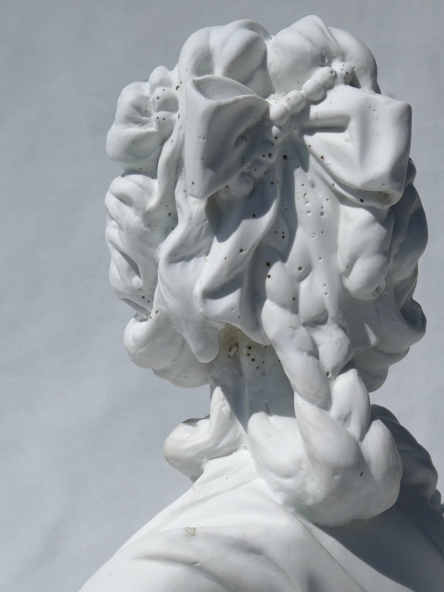Bust In Natural Biscuit, Queen Of France Marie Antoinette After Pajou 18th Century Sevres Style-photo-2