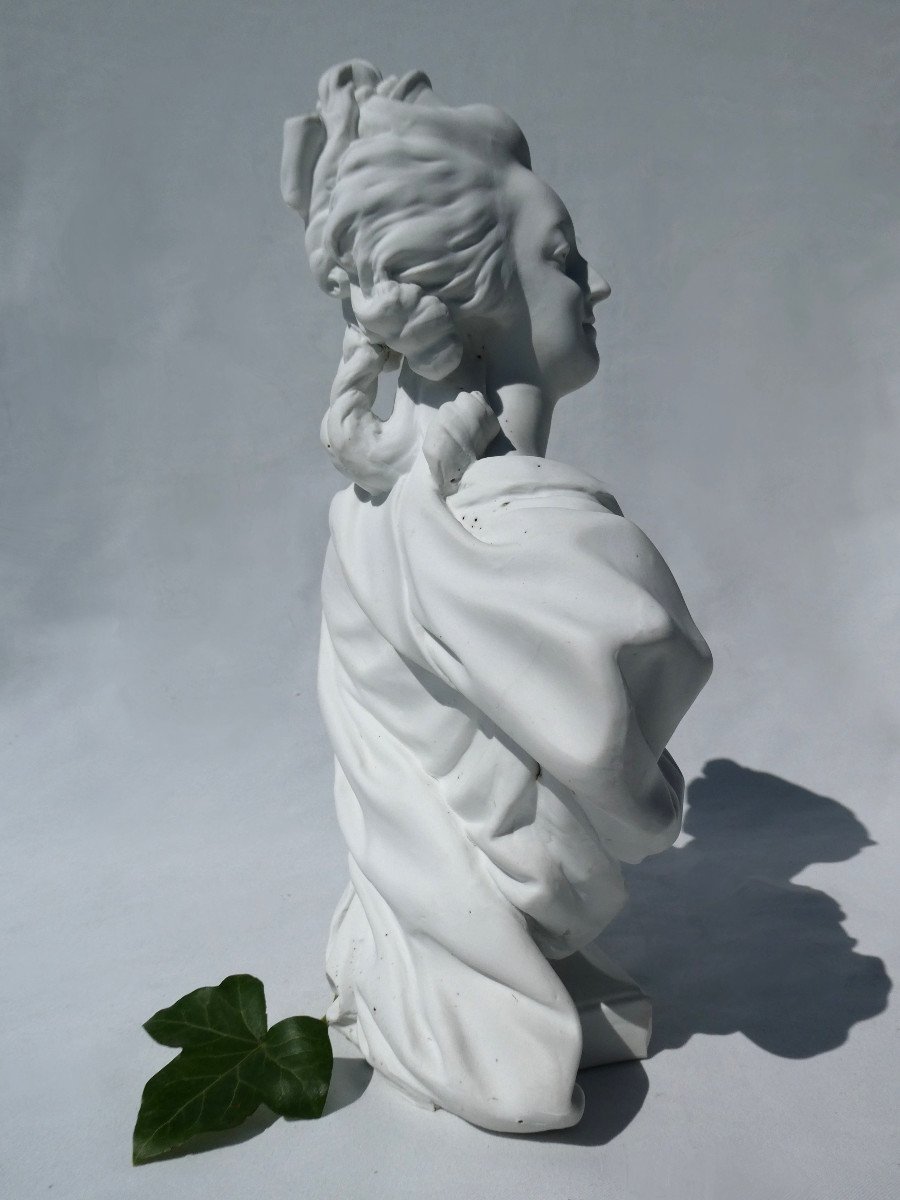 Buste En Biscuit Naturel , Reine De France Marie Antoinette d'Apres Pajou Style XVIIIe Sevres-photo-5