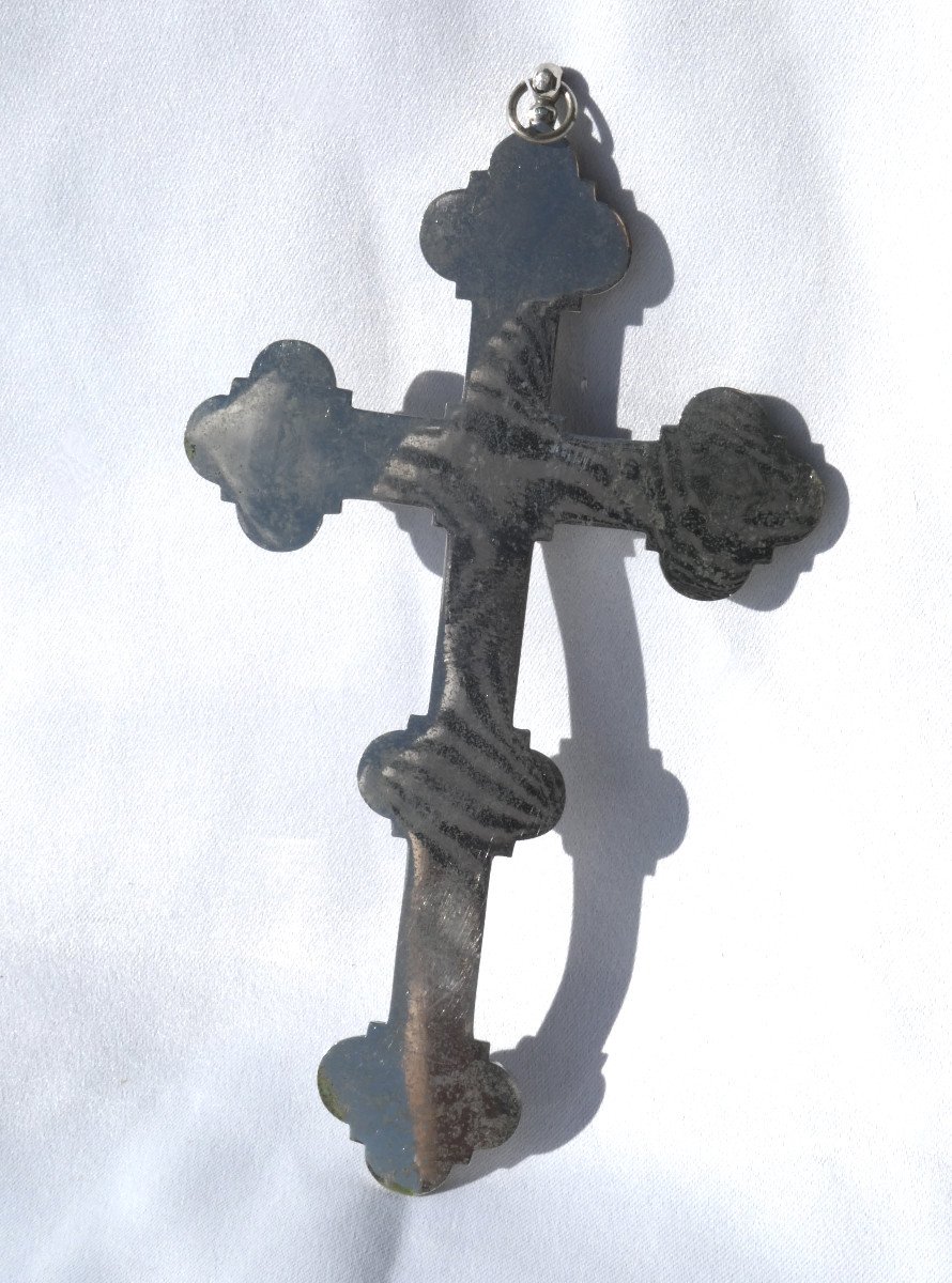 Large Roman Cross In Micromosaic, XIXth Century Rome Souvenir Of The Grand Tour-photo-5