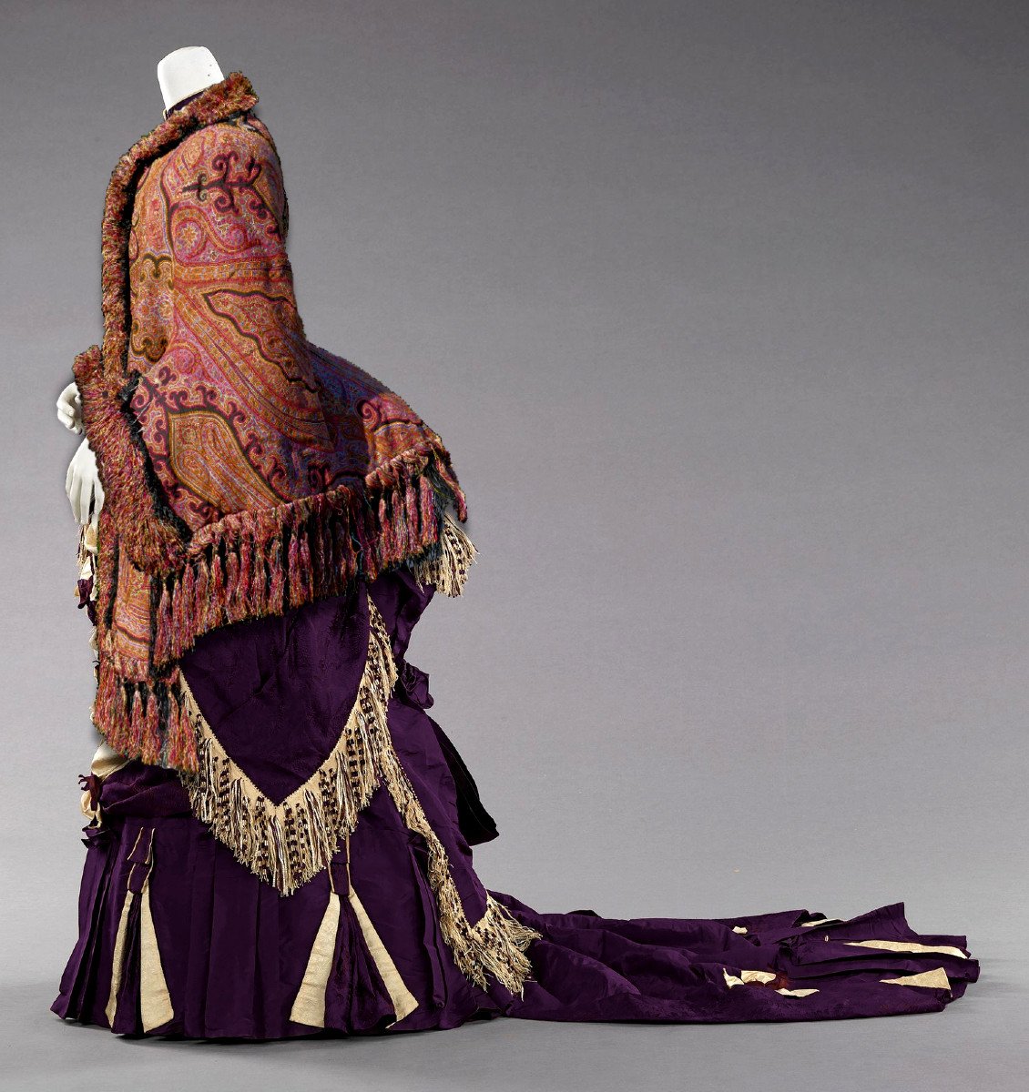 Visite / Manteau En Cachemire , époque 1870-1880 , Chale Napoleon III XIXe Violet / Costume