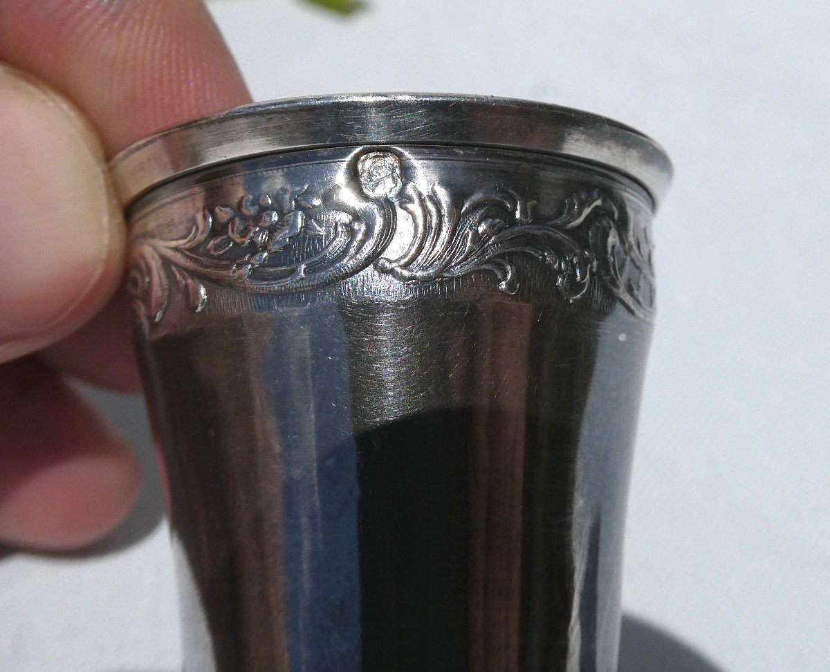 Series Of 6 Goblets In Sterling Silver, Nineteenth Liquor Box, Art Nouveau, Vermeil-photo-4