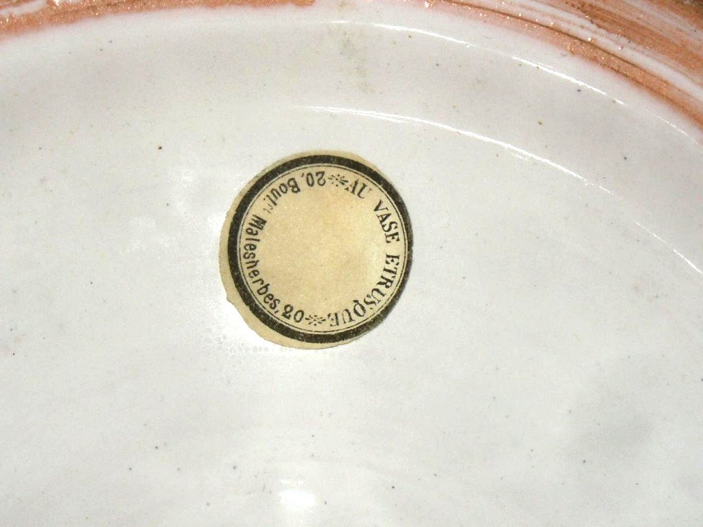 Pair Of Covered Vases Rouen Style Pharmacy Pot, Signed Au Vase Etrusque Paris Potiche-photo-5