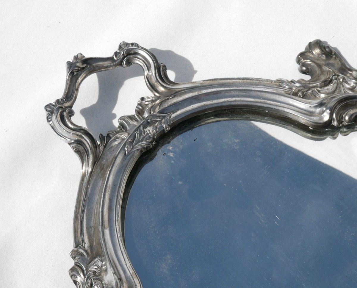 Tray With Mirror Bottom / Center Table, Napoleon III Period Silver Bronze, Nineteenth Path-photo-3