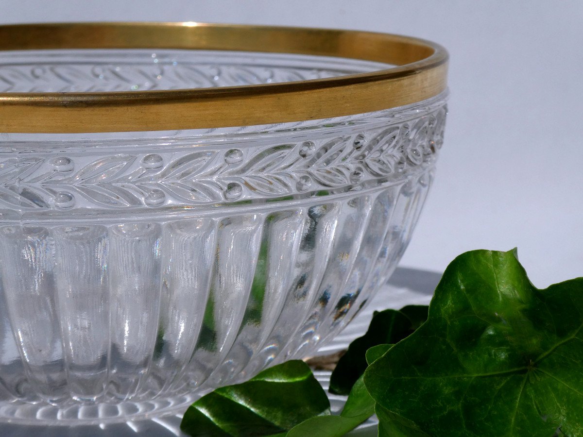 Saint Louis Crystal Salad Bowl, Neo Empire Decor With Laurels, Circa 1900, Cut-photo-3
