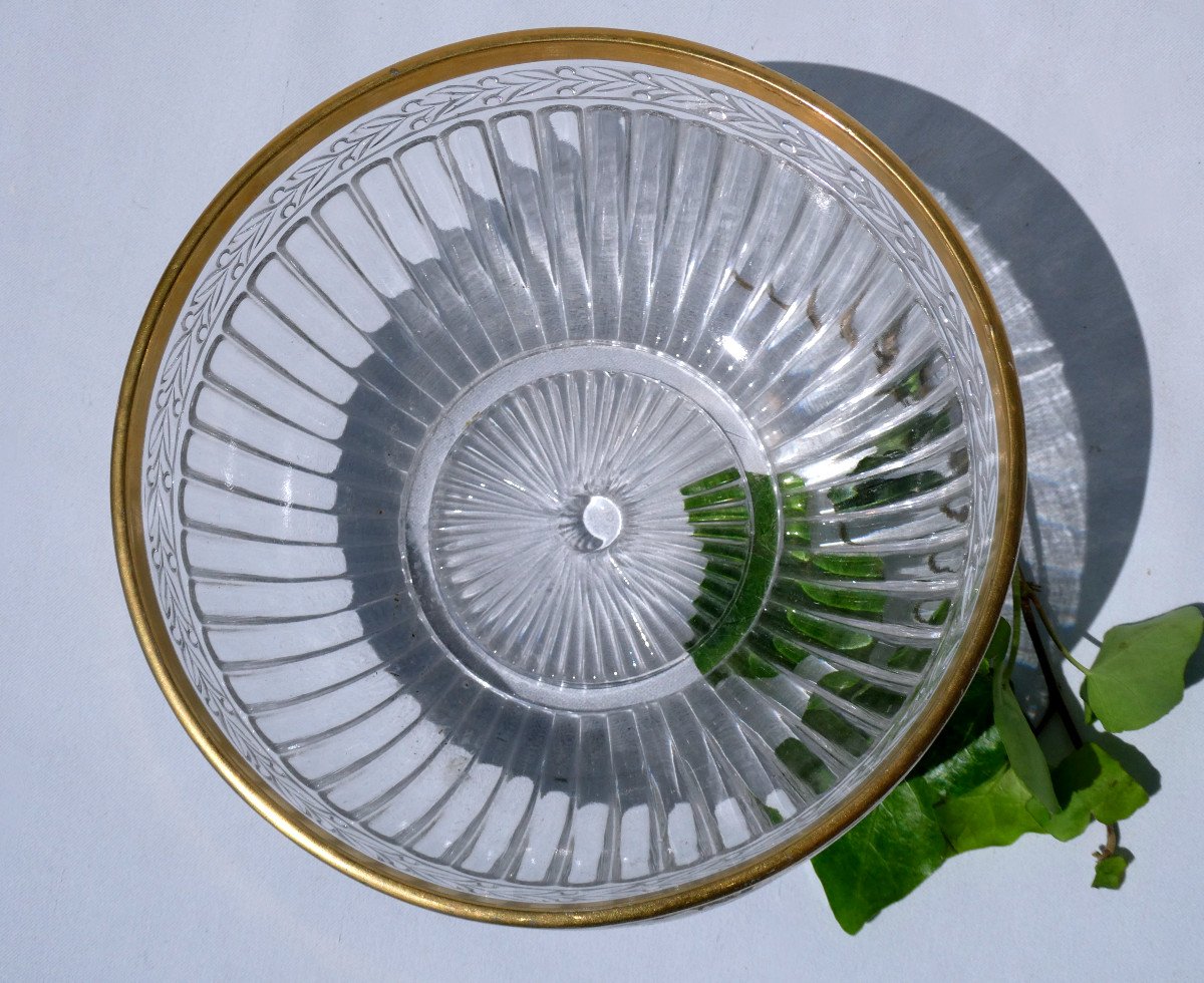 Saint Louis Crystal Salad Bowl, Neo Empire Decor With Laurels, Circa 1900, Cut-photo-4